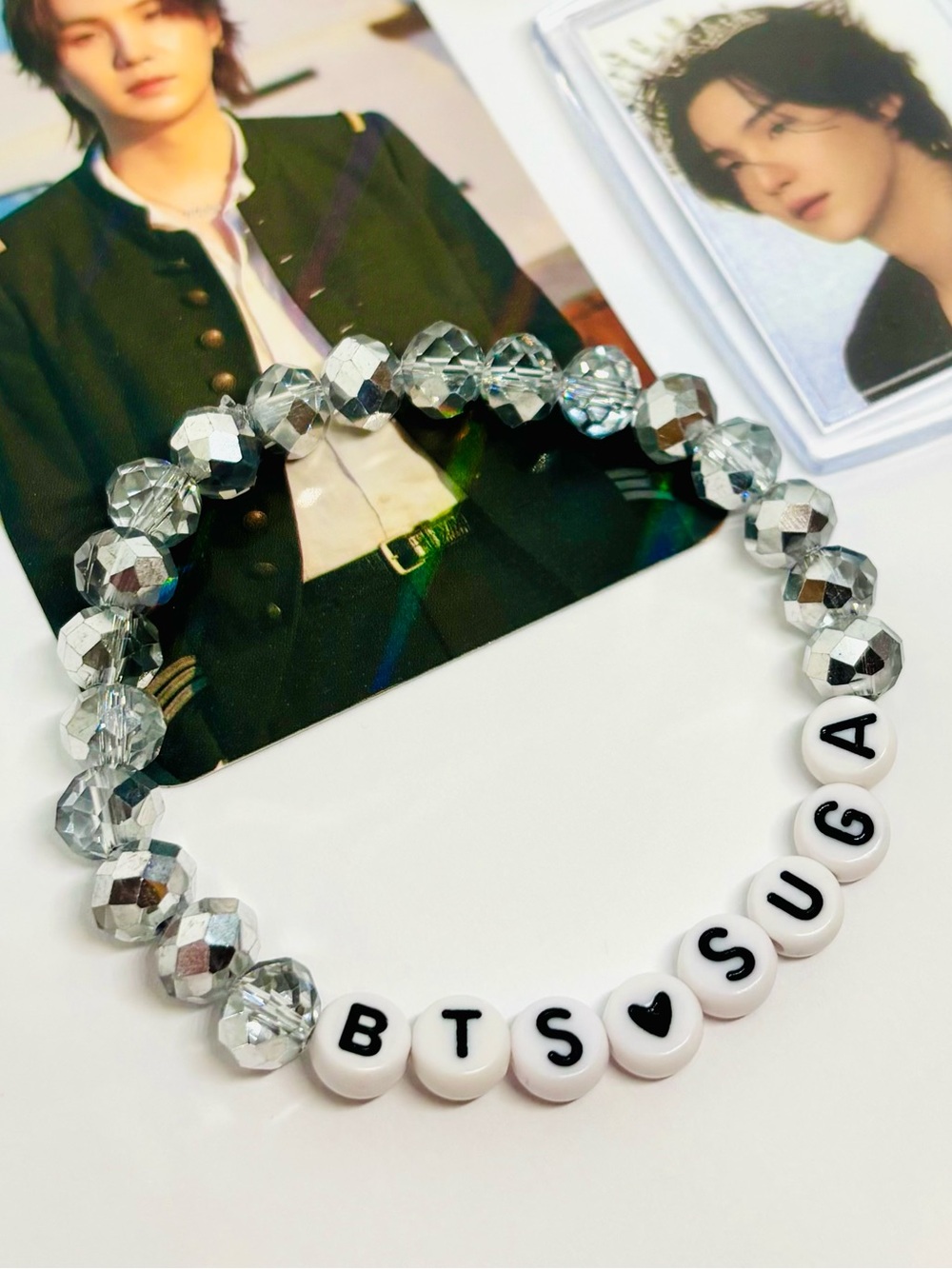 (3pcs) BTS SUGA MIN YOONGI PHOTO KEYCHAIN BRACELET PHOTO CARD BUNDLE - Picture 4 of 8